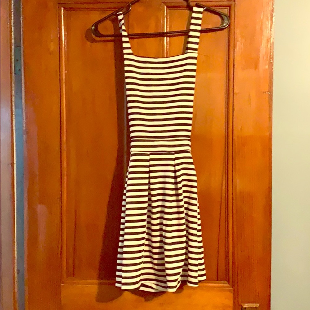 Black and white striped dress